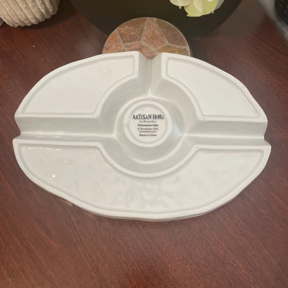 Brownlow Gifts Artisan Home Collection White Divided Serving Platter - Picture 3 of 4